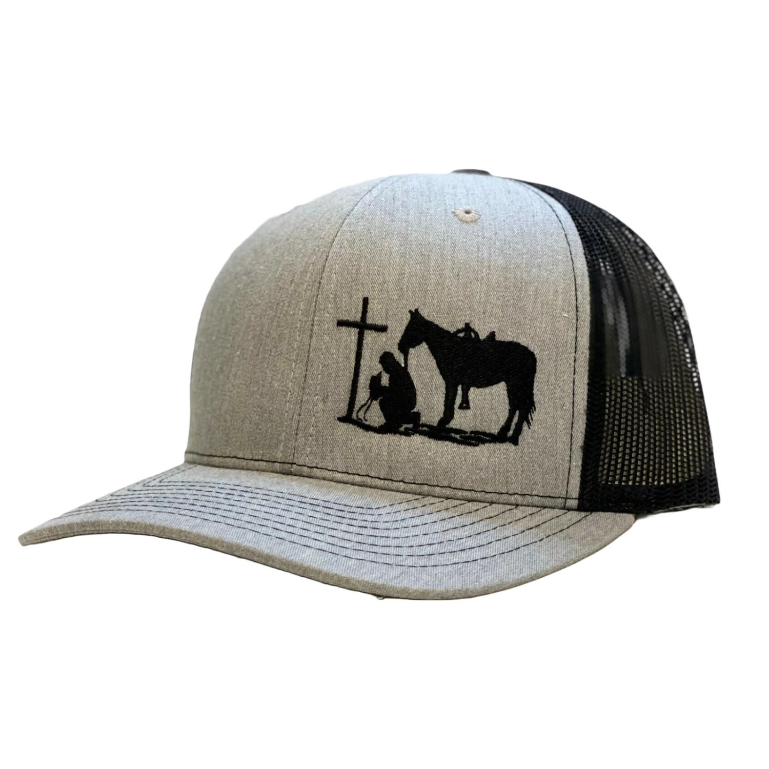 Dally Up Heather Grey And Black Cowboy Praying Snapback Cap DALLY-160