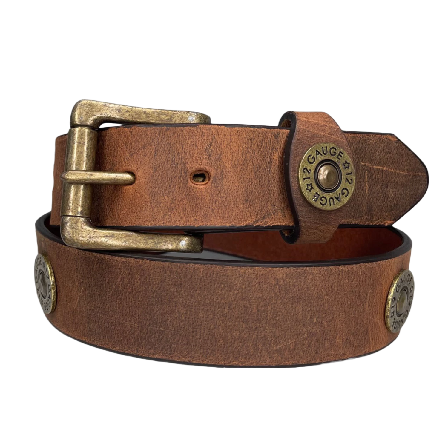 Heritage Leathers USA Men's Vintage Shotgun Shell Brown Belt 2101