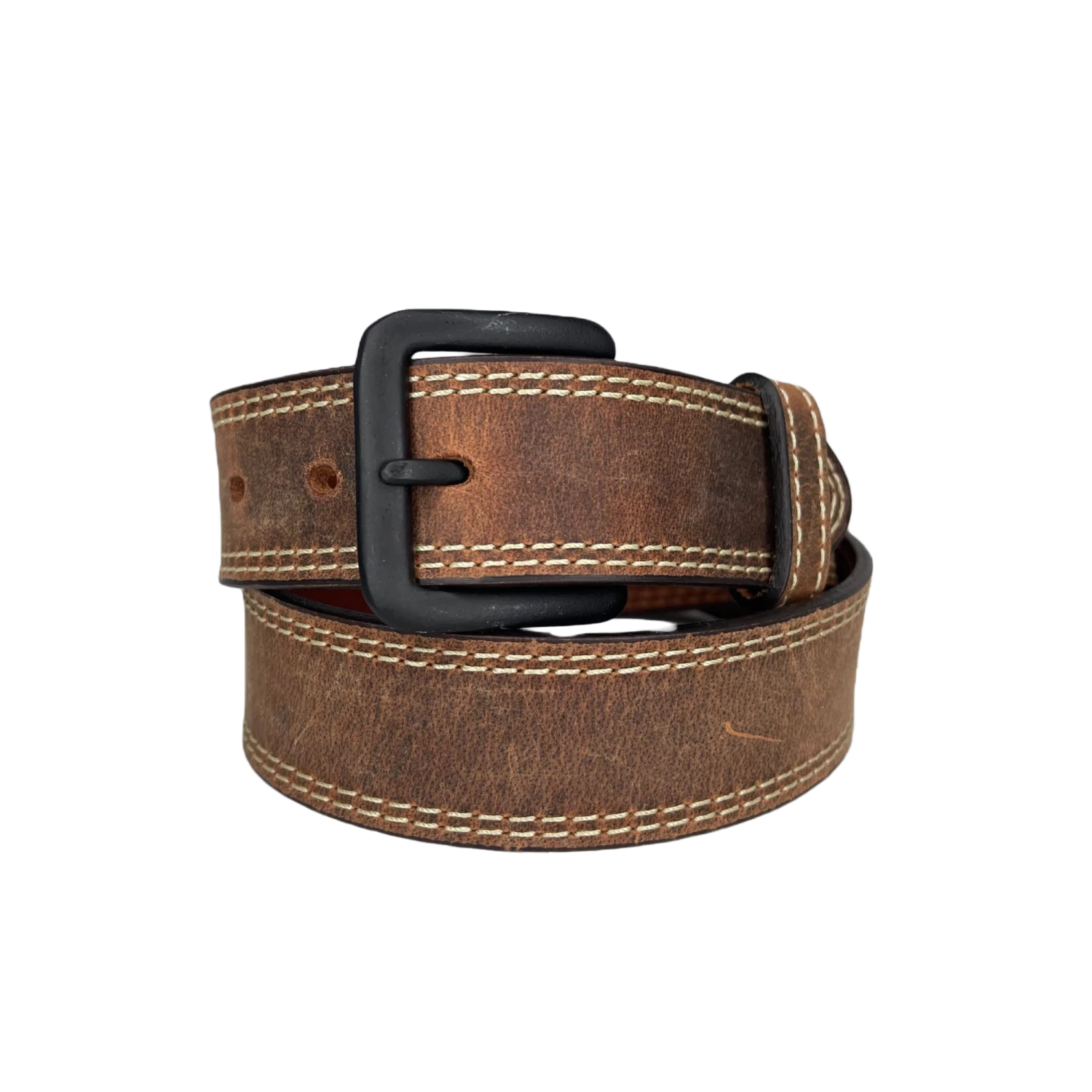 Heritage Leathers USA Men's Vintage Stitched Brown Belt 2102