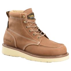 Carolina Men's AMP Tan 6" Waterproof Moc Toe Wedge Work Boots CA7041