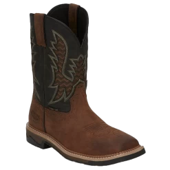 Justin Work Men's Bolt Water Buffalo Black & Brown Boots SE4113