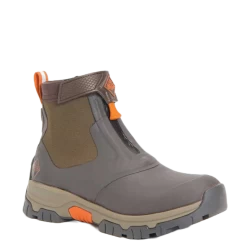Muck Boot Company Muck Men's Apex Mid Zip Dark Brown & Orange Rubber Boots AXMZ-907-BRN