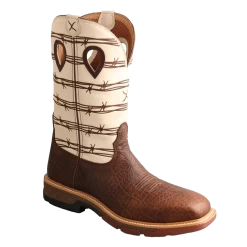 Twisted X Men's 12 Inch Elephant Print & Bone Brown Square Toe Boots MXBA006
