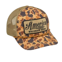 Rural Cloth We Grow Beer Old School Camo Trucker Cap WGB-H10