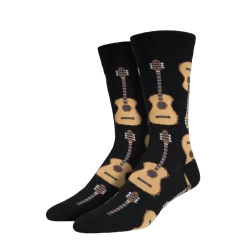 SockSmith® Men's "Acoustic Guitar" Black Socks MNC202-BLK