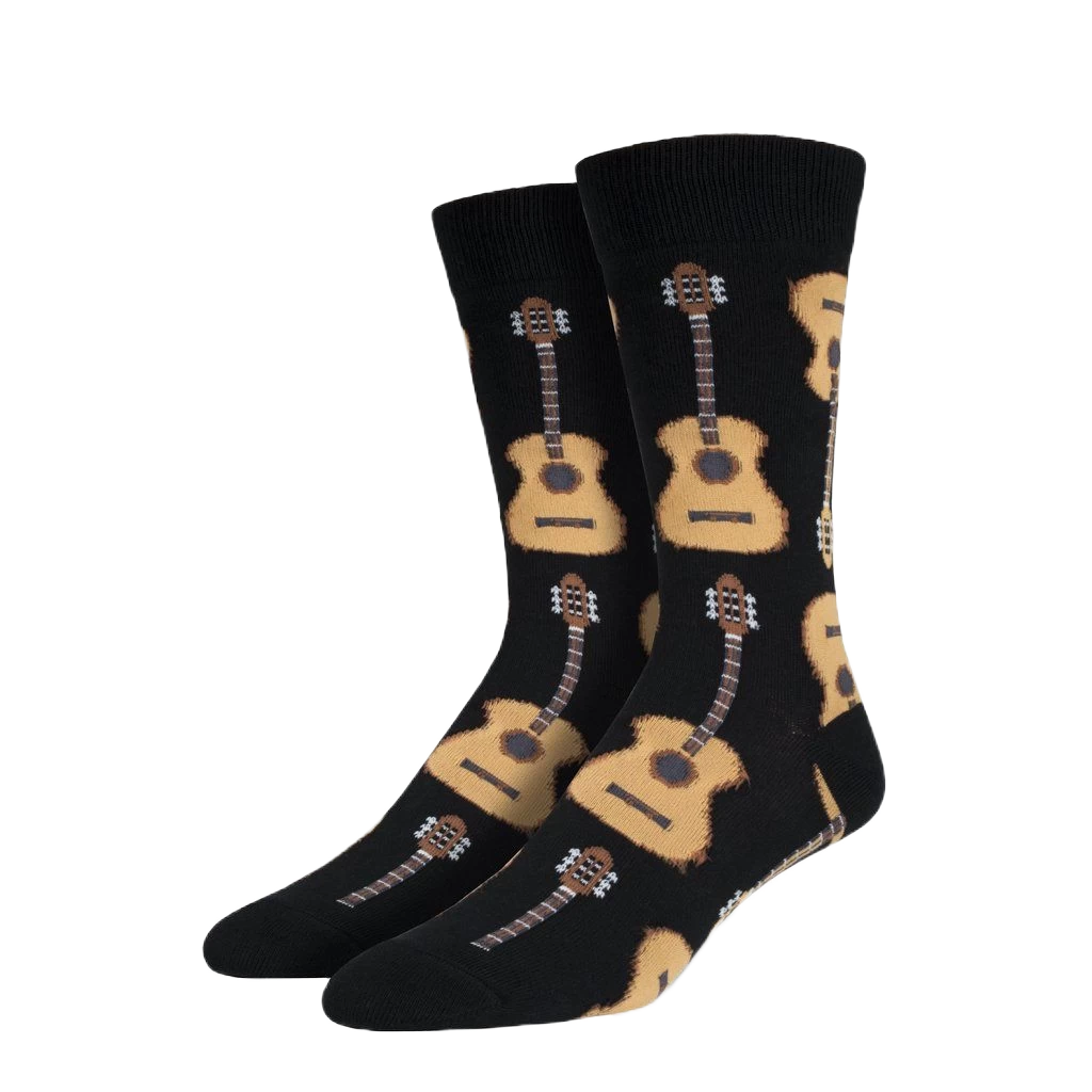SockSmith® Men's "Acoustic Guitar" Black Socks MNC202-BLK