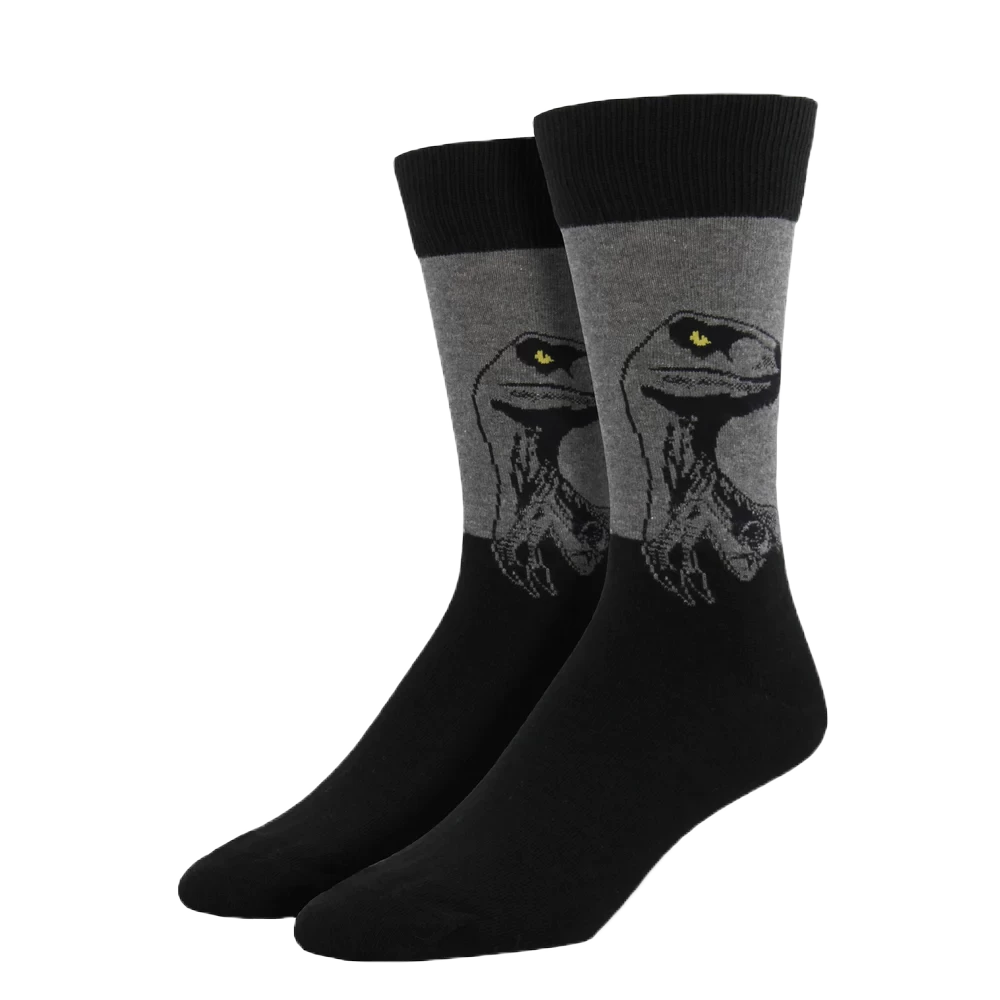 SockSmith Men's Dinosaur Raptor Grey Heather Socks MNC523-HEG