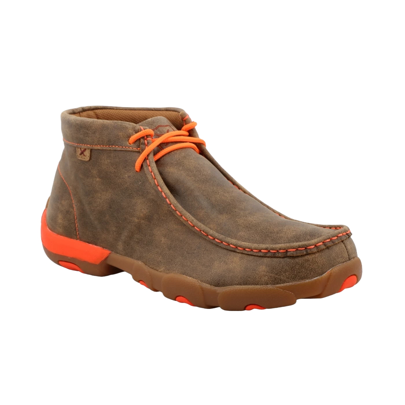 Twisted X Men's Neon Orange Brown Bomber Driving Mocs MDM0019