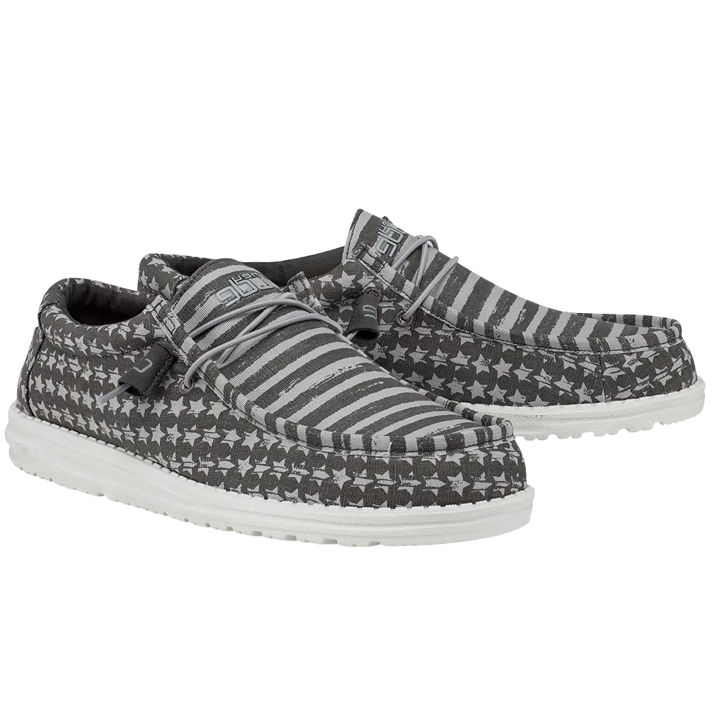Hey Dude Men's Wally Patriotic Grey Shoes 110063196