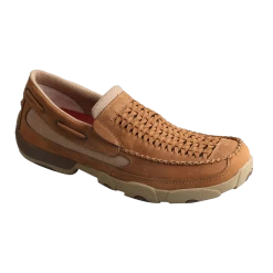 Twisted X Men's Driving Moc Distressed Saddle Brown Shoes MDMS013