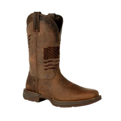 Durango Men's Rebel Brown Distressed Flag Square Toe Boot DDB0314