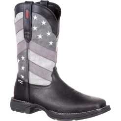 Durango Men's Rebel Faded Black & Grey Flag Square Toe Boot DDB0125
