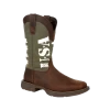 Durango Men's Rebel Army Green USA Print Square Toe Boot DDB0313
