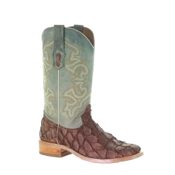 Corral Boots Corral Men's Brown & Turquoise Fish Embroidery Boots A4048