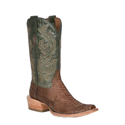 Corral Boots Corral Men's Brown & Green Python Leather Square Toe Boots A4287