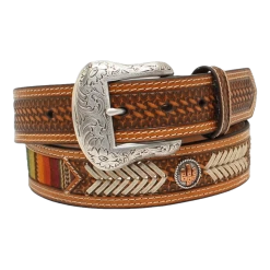 Nocona Men's Serape Inlay And Cactus Conchos Brown Belt N210002897