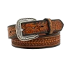 Ariat Men's Floral Embossed Black And Tan Leather Belt A1020867