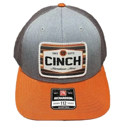 Cinch Men's Grey & Burnt Orange Snapback Patch Trucker Cap MCC0800007