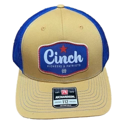 Cinch Men's Tan And Blue Snapback Patch Trucker Cap MCC0800006