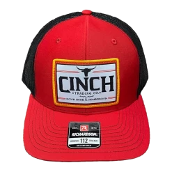 Cinch Men's Red And Black Snapback Patch Trucker Cap MCC0800004