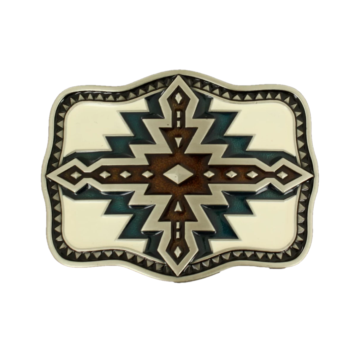 Nocona Navy & Brown Western Aztec Belt Buckle 37997