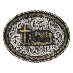 Montana Silversmiths Unisex Two Tone Rope Cowboy Attitude Buckle A543