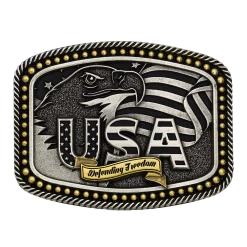 Montana Silversmiths Unisex Defending Freedom USA Attitude Buckle A787