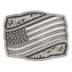 Montana Silversmiths Unisex Silver Waving Flag Attitude Buckle A590S