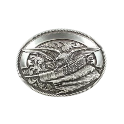 Nocona Mens Silver Eagle With American FlagBelt Buckle 37034