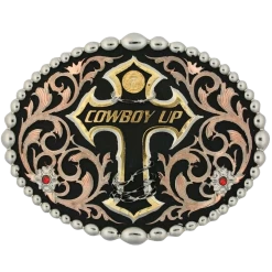 Montana Silversmiths Tri Color Cowboy Up Attitude Belt Buckle 60990