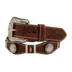 Nocona® Men's Floral Embossed Scalloped Brown Belt N210003708