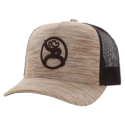 Hooey® Men's Roughy Strap 5-panel Cream & Brown Trucker Cap 4031T-CRBR