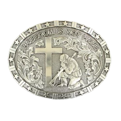 Nocona Soldier Praying At Cross Freedom Is Not Free Belt Buckle 37985