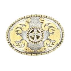 Nocona Men's Western LargeSilver & Gold Cross Buckle 3756645