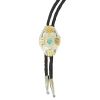 Double S Silver & Gold Cross W/ Turquoise Stone Concho Bolo Tie 22113