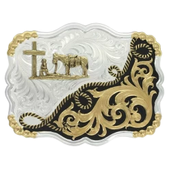Montana Silversmiths Two Tone Buckle With Christian Cowboy 35410YG-731M