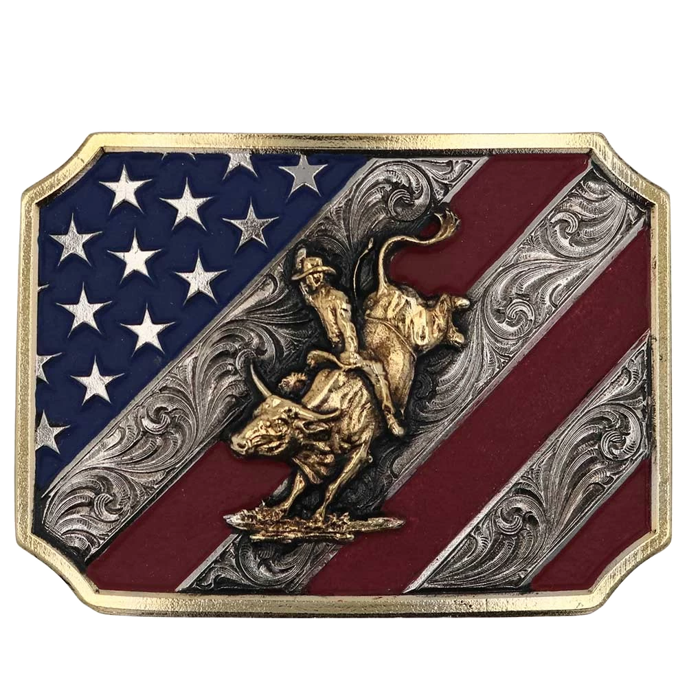 Montana Silversmiths® Patriot Bull Rider Attitude Belt Buckle A865