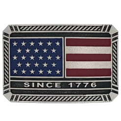 Montana Silversmiths® Trimmed Square American Flag Attitude Belt Buckle A866