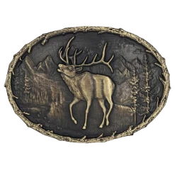 Montana Silversmiths Men's Elk Heritage Attitude Belt Buckle A889