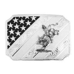 Montana Silversmiths Men's American Bullrider Silver Buckle 46100-205H