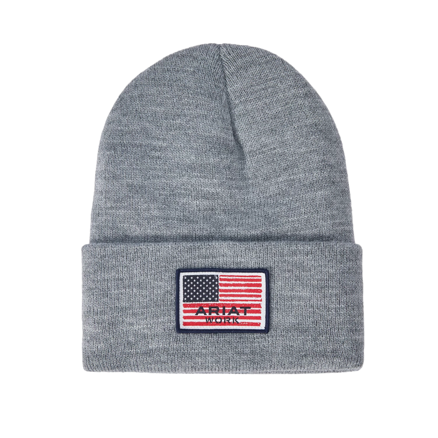 Ariat® Men's Rebar American Flag Patch Heather Grey Beanie 10041510
