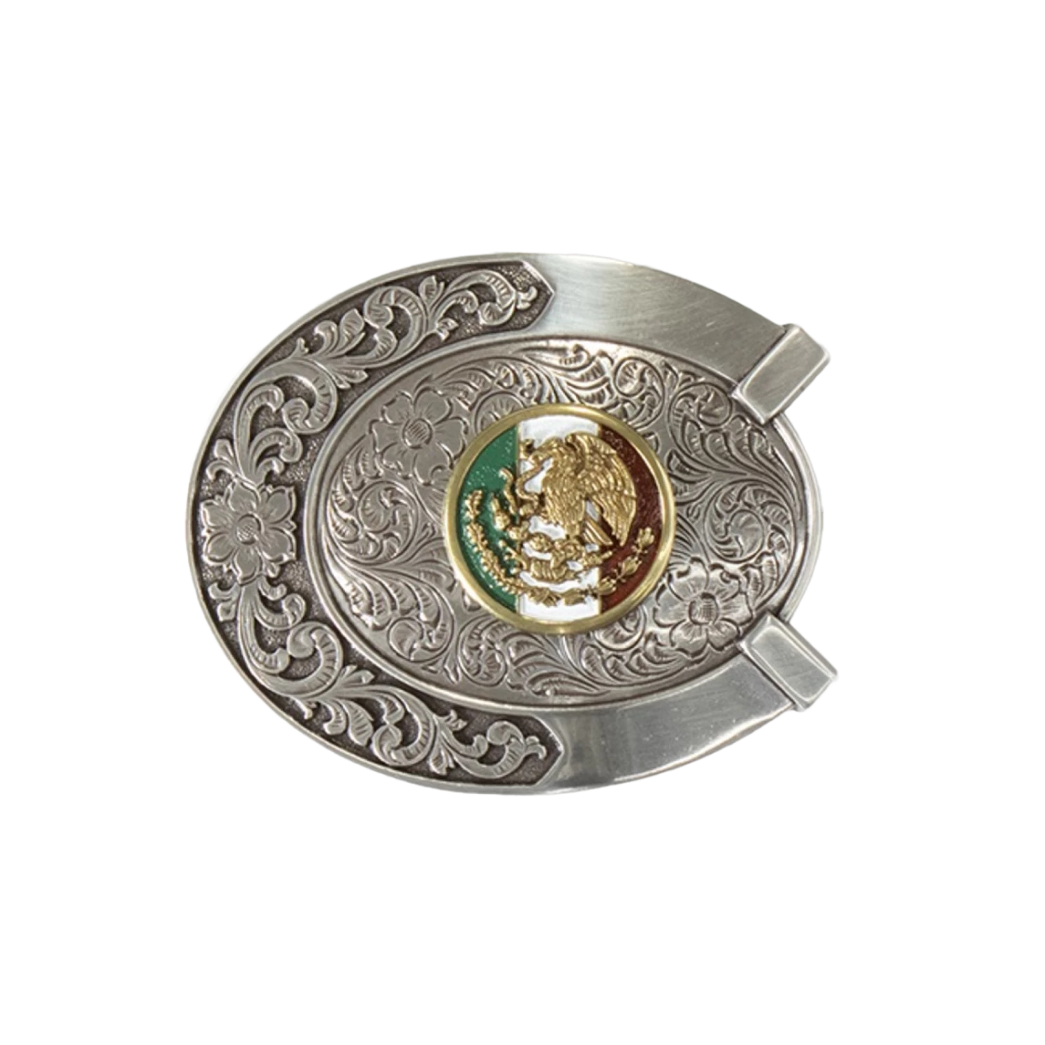 Ariat® Mexico Flag Engraved Silver Belt Buckle A37021