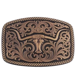 Montana Silversmiths Longhorn & Scrolls Bronze Buckle 33010BLB
