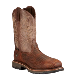 Ariat® Men's WorkHog Brown Croco Print Composite Toe Boots 10017416