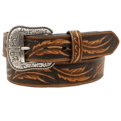 Ariat Men's Brown Feather Embossed Leather Belt A1029608