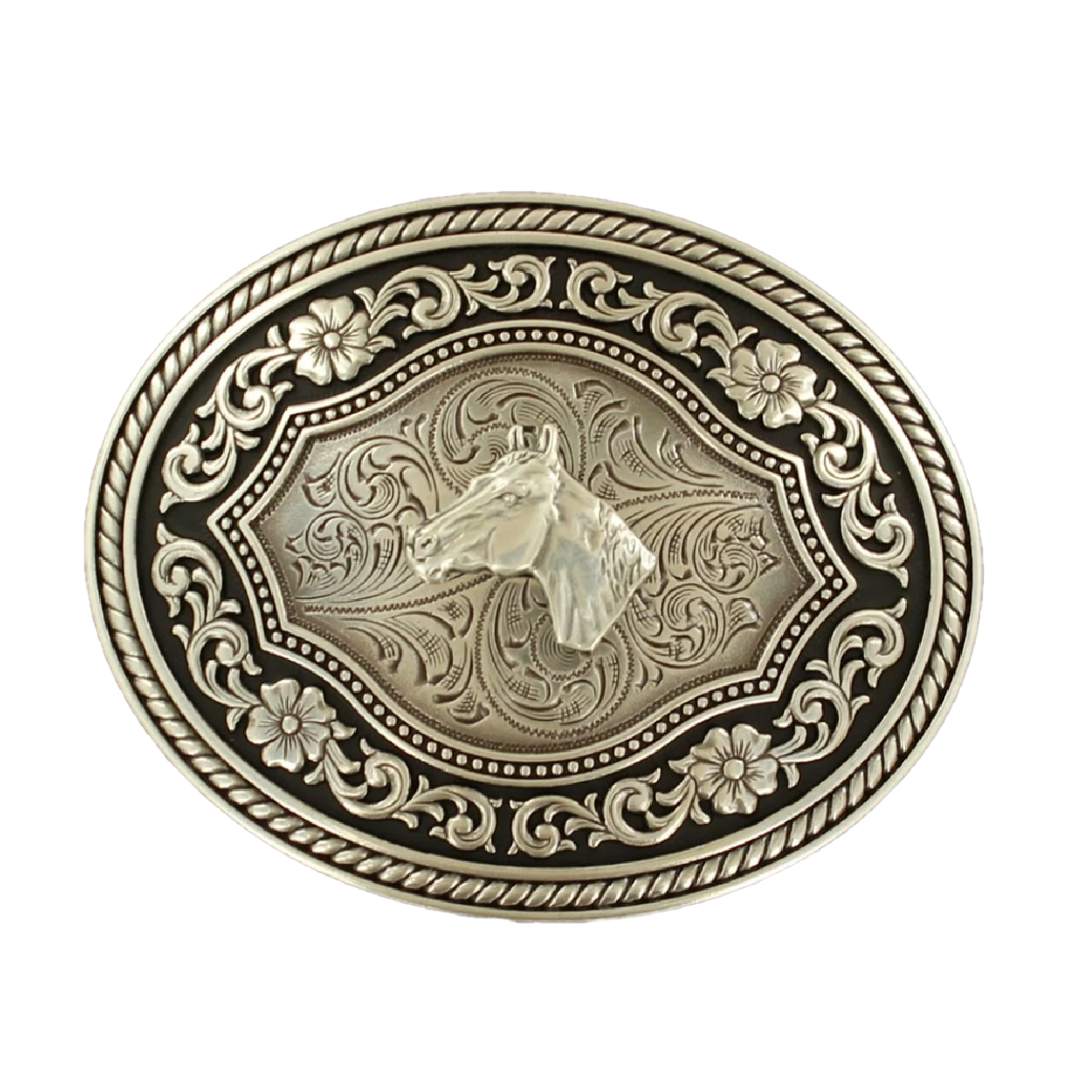 Nocona MensSilver Horse Head Motif Belt Buckle 37711