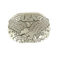 Nocona Mens Silver Toned Eagle American Strong Belt Buckle 37122