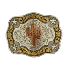 Nocona Mens Tri Tone Cactus Belt Buckle 37400