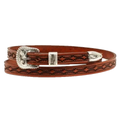Twister Men's Leather Tooled 3 Piece Tan Hatband 0201308