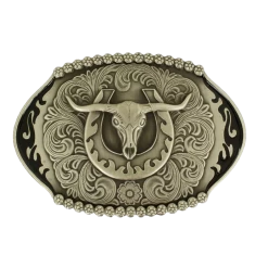 Nocona Mens Silver Longhorn Steer Belt Buckle 37994